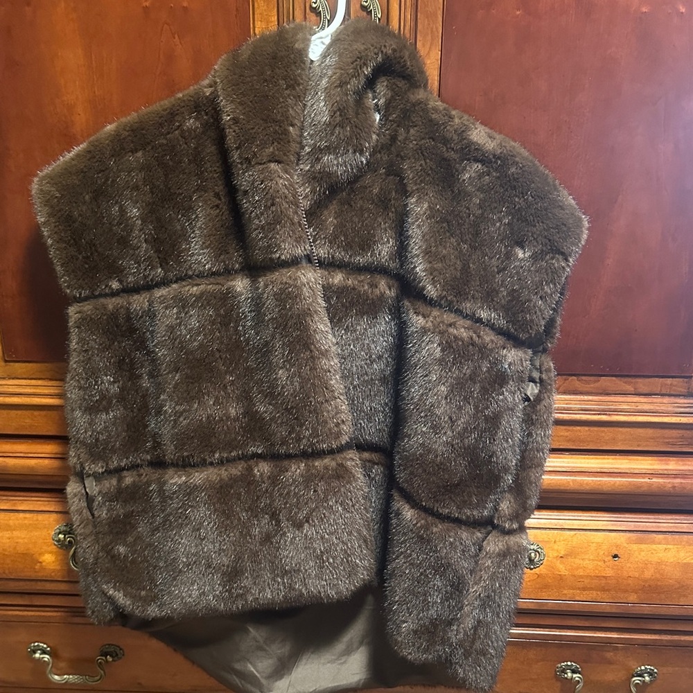Modena Brown Faux Fur Vest
